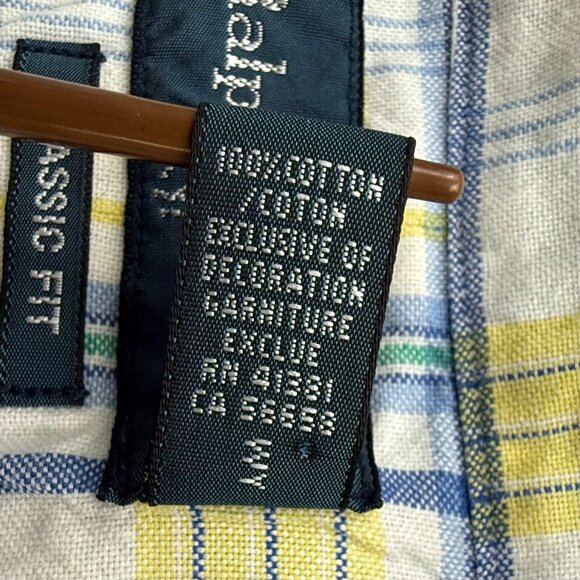 Ralph Lauren Shirt Men XL Yellow Blue Plaid Cotton Preppy Button Up Short Sleeve - Picture 6 of 8